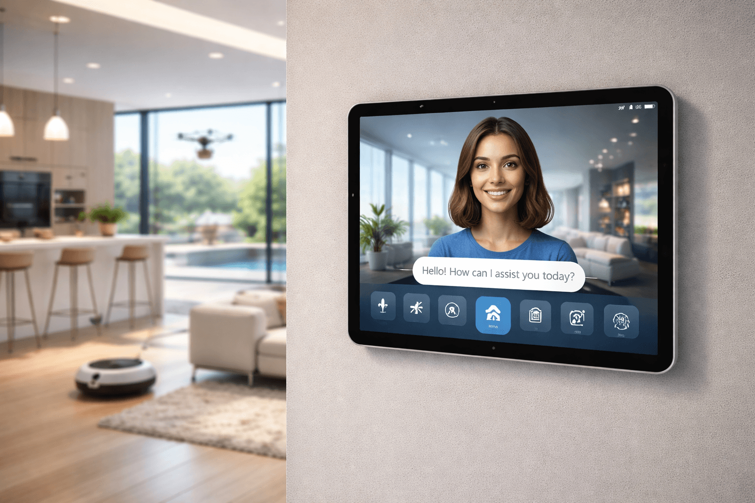 Alex displayed on a home tablet in a sunlit living room